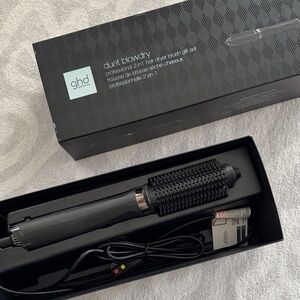 GHD Duet Black Hair Dryer Brush with Cream & Case!